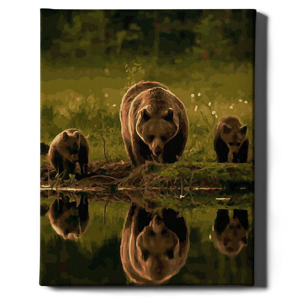 Värvi numbri järgi Raamis "Karu perekond" Oh Art! 40x50 cm hind ja info | Maalid numbri järgi | kaup24.ee