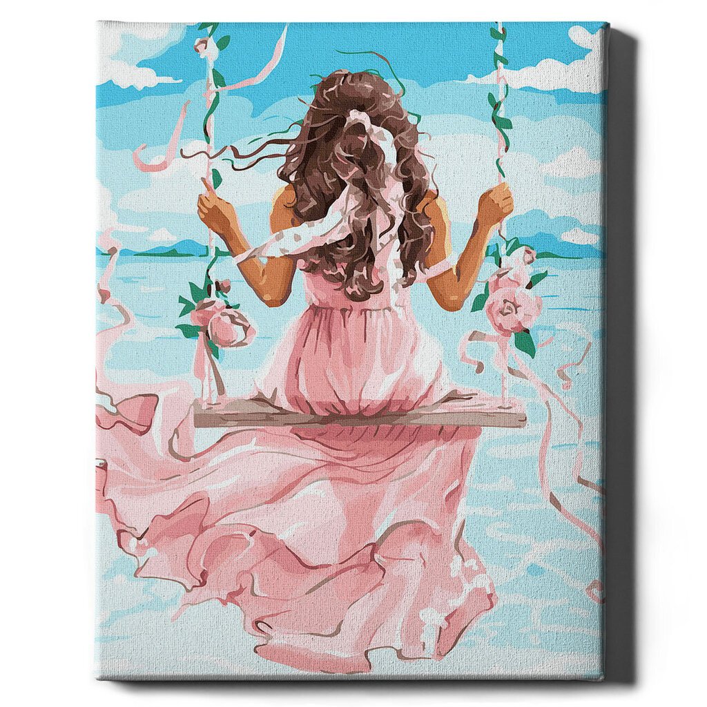 Värvi numbri järgi Raamis "Tüdruk kiigel" Oh Art! 40x50 cm цена и информация | Maalid numbri järgi | kaup24.ee