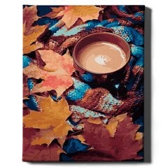 Картина по номерам На Раме "Кофе и кленовые листья" Oh Art! 40x50 см цена и информация | Живопись по номерам | kaup24.ee