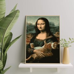 Värvi numbri järgi Raamis "Monna Lisa ja kass" Oh Art! 40x50 cm цена и информация | Живопись по номерам | kaup24.ee