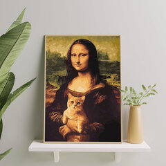 Värvi numbri järgi Raamis "Mona Lisa ja kassipoeg" Oh Art! 40x50 cm hind ja info | Maalid numbri järgi | kaup24.ee