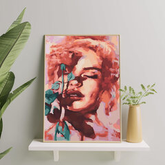 Värvi numbri järgi Raamis "Naine roosiga" Oh Art! 40x50 cm hind ja info | Maalid numbri järgi | kaup24.ee