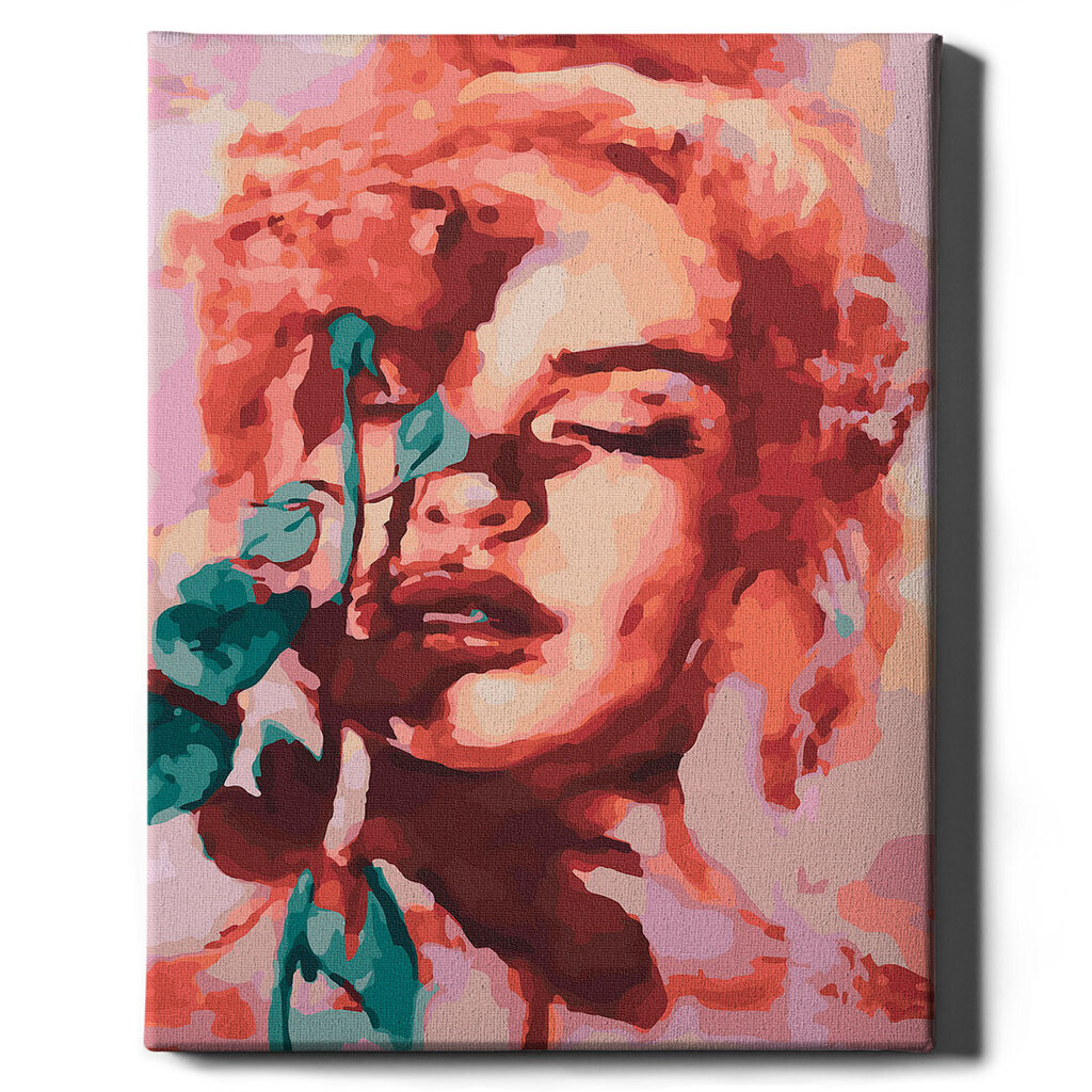 Värvi numbri järgi Raamis "Naine roosiga" Oh Art! 40x50 cm цена и информация | Maalid numbri järgi | kaup24.ee