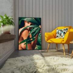 Värvi numbri järgi Raamis "Naine lehtedega" Oh Art! 40x50 cm hind ja info | Maalid numbri järgi | kaup24.ee