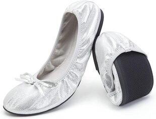 Greatonu, складные балетки с закрытым носом, серебряные цена и информация | Женские туфли | kaup24.ee