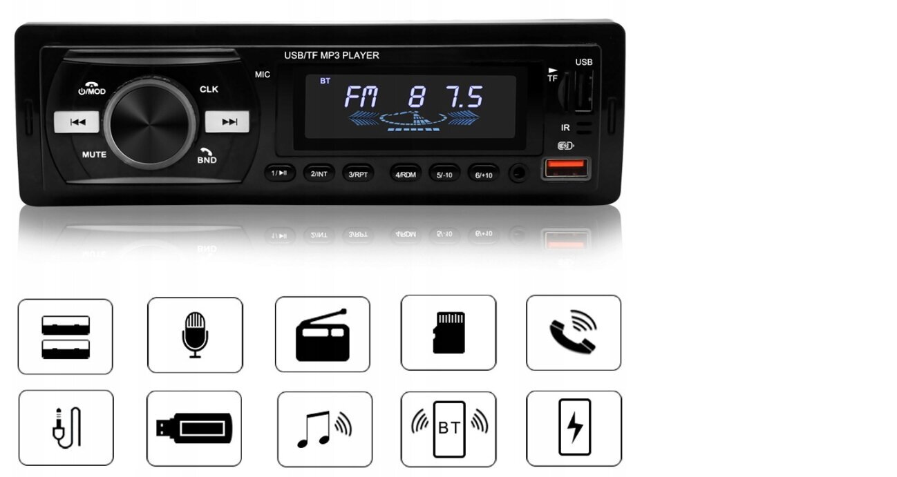 Autostereo bluetooth Logit mp3 1 DIN 4x50w цена и информация | Autoraadiod, multimeedia | kaup24.ee