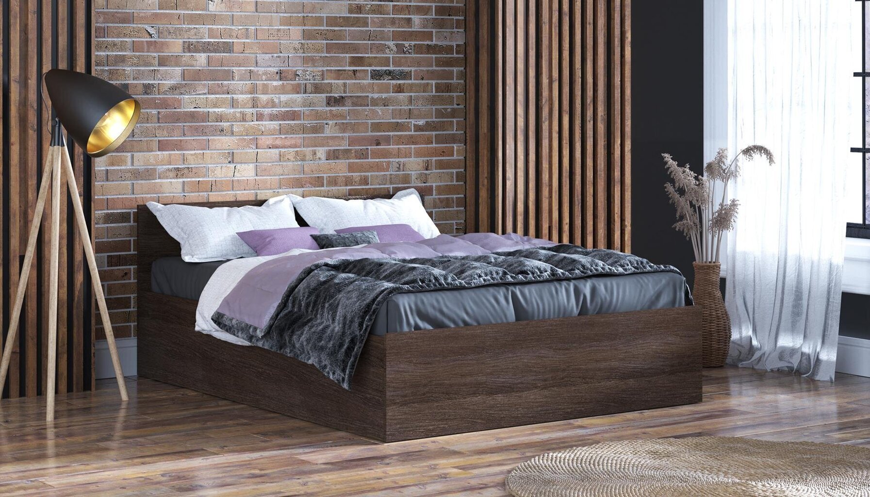 Voodi koos madratsi ja voodipesukastiga, 120x200 cm, pruun hind ja info | Voodid | kaup24.ee