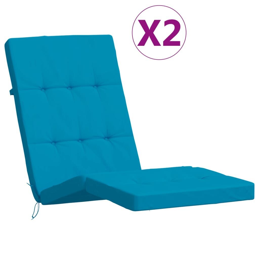 vidaXL kõrge seljatoega toolipadjad 2 tk, helesinine, oxford kangas цена и информация | Toolipadjad ja -katted | kaup24.ee