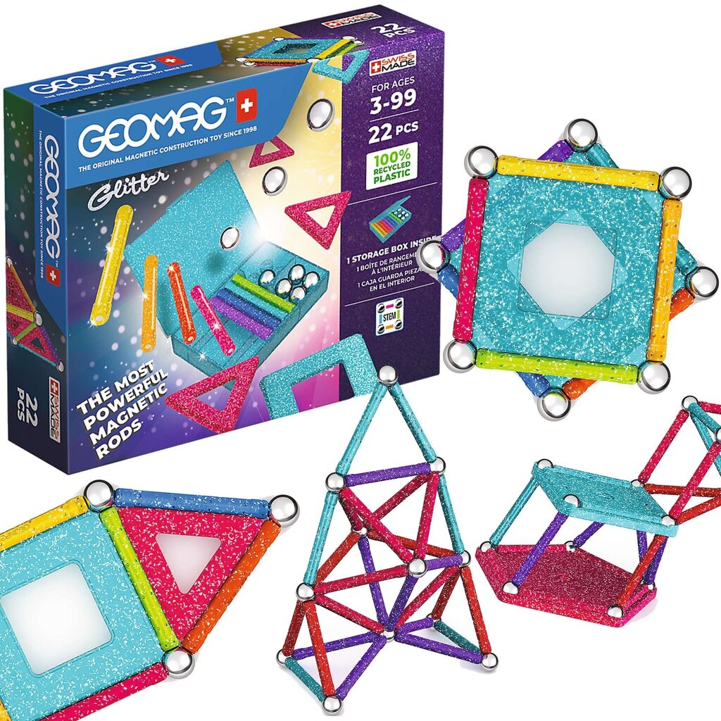 Magnet klotsid Geomag Glitter, 22 tk цена и информация | Klotsid ja konstruktorid | kaup24.ee