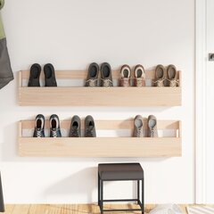 vidaXL seinale kinnitatavad jalatsiriiulid 2 tk, 110 x 9 x 23 cm, mänd цена и информация | Полки для обуви, банкетки | kaup24.ee