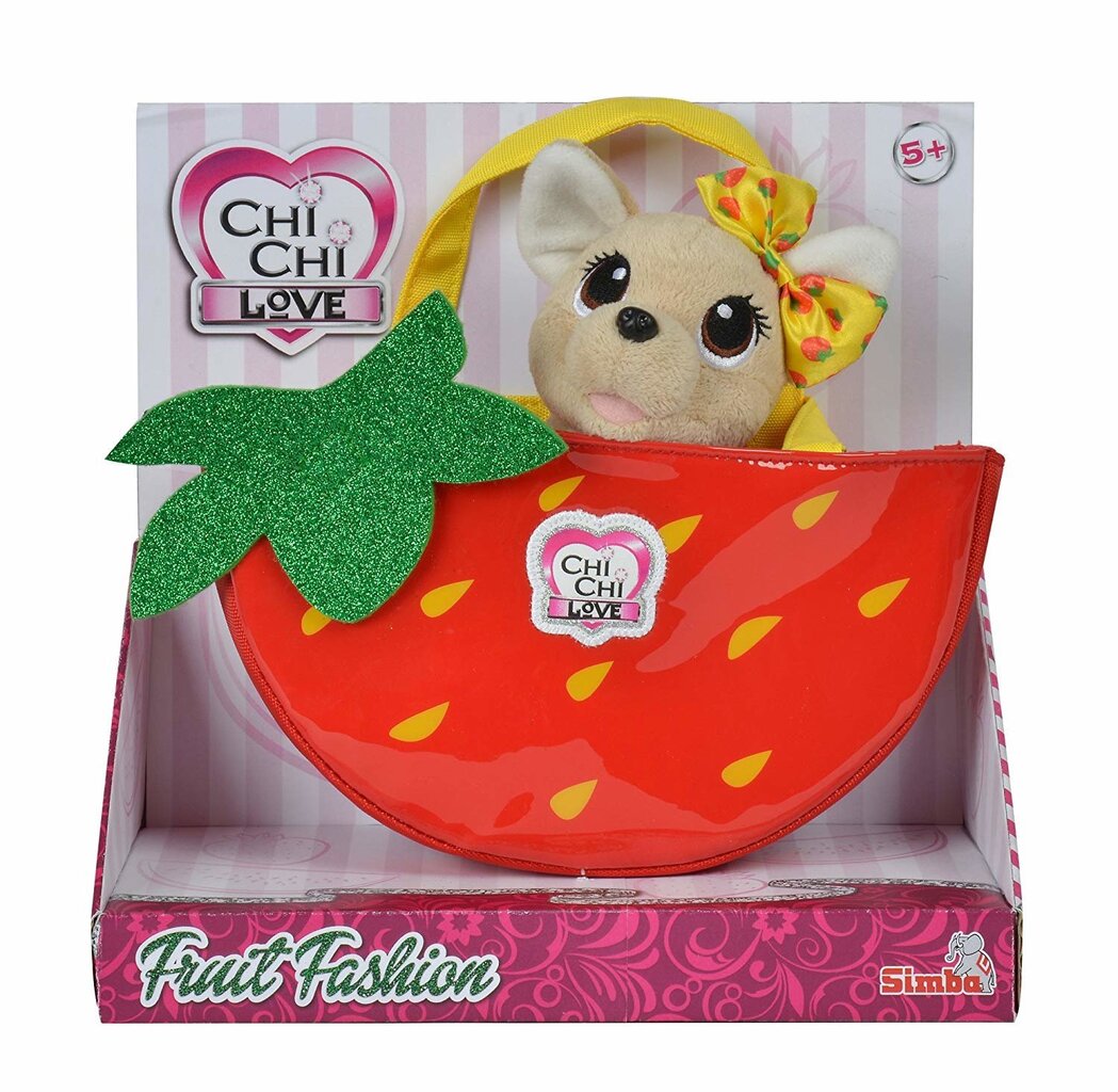 Plüüsist Chihuahua Strawberry korviga Chi Chi Love, 18 cm цена и информация | Pehmed mänguasjad | kaup24.ee