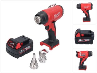 Akuga kuumaõhupüstol Milwaukee M18 BHG-501 18 V 470 °C + 1x aku 5,0 Ah - ilma laadijata цена и информация | Строительные фены | kaup24.ee