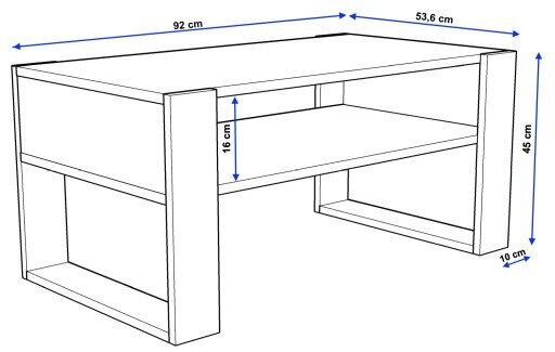 Diivanilaud Perfektciecie Karo 92x53,6x45 cm, valge hind ja info | Diivanilauad | kaup24.ee