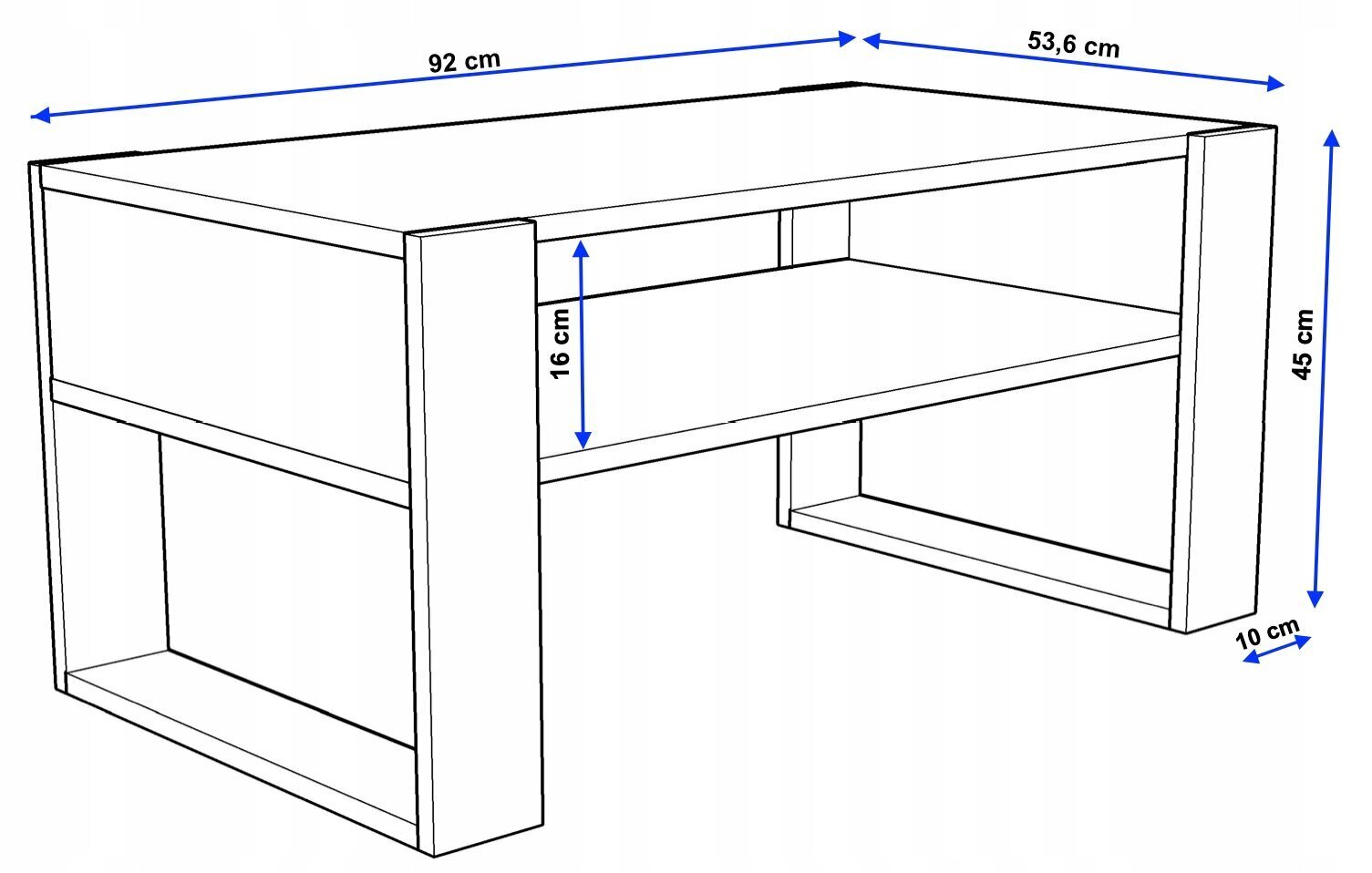 Diivanilaud Perfektciecie Karo 92x53,6x45 cm, must hind ja info | Diivanilauad | kaup24.ee