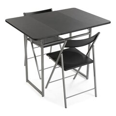 Стол и 2 стула Складной Чёрный (70 x 80 x 100 cm) цена и информация | Кухонные и обеденные столы | kaup24.ee
