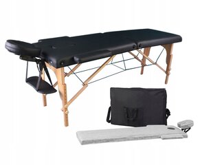 Складной массажный стол, 2-х сегментный деревянный, черный цена и информация | Аксессуары для массажа | kaup24.ee