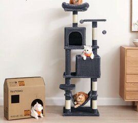 Когтеточка для кошек, 49 x 40 x 155 см, дымчато-серый цена и информация | Когтеточки | kaup24.ee