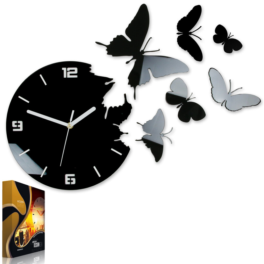 Seinakell Butterfly3dBlack hind ja info | Kellad | kaup24.ee