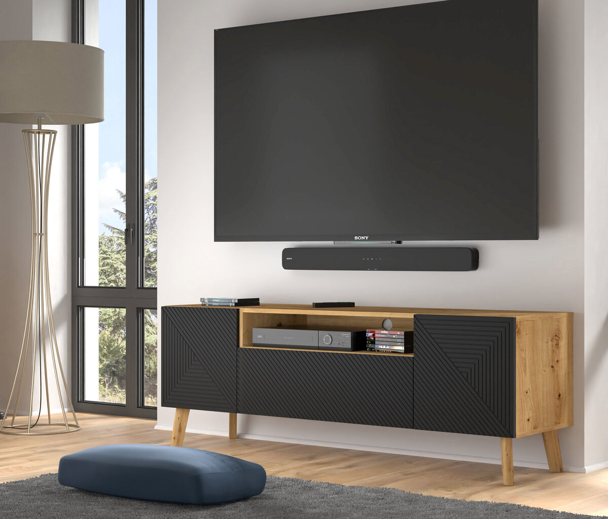 TV-kapp Akl Furniture Luxi, must/pruun цена и информация | TV alused | kaup24.ee