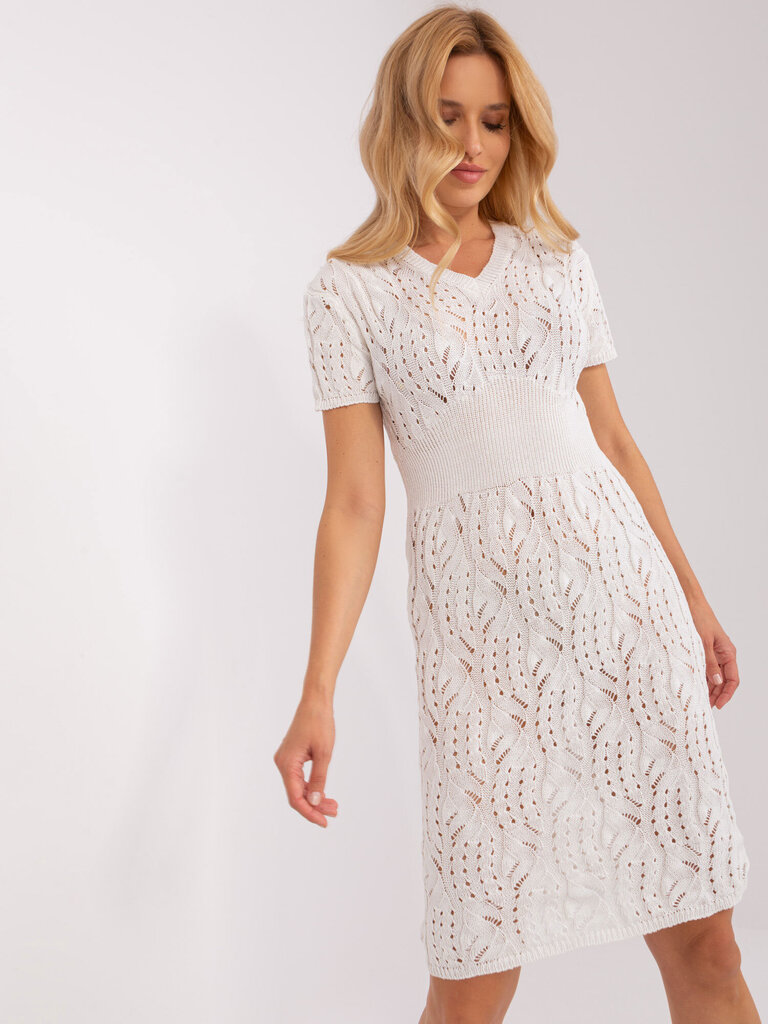 Naiste valge kootud kleit 2016103408856 цена и информация | Kleidid | kaup24.ee