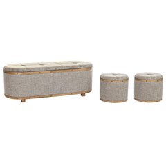 Taburet DKD Home Decor Naturaalne Beež Puit Polüester (120 x 44 x 43 cm) hind ja info | Kott-toolid, tumbad, järid | kaup24.ee