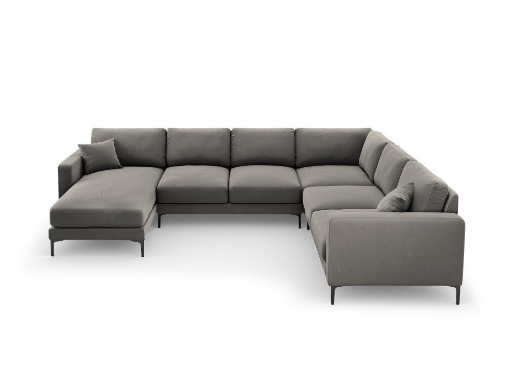 Panoraam parempoolne nurgadiivan velvet sofa Venus, 6 istekohta, helehall hind ja info | Nurgadiivanid ja nurgadiivanvoodid | kaup24.ee