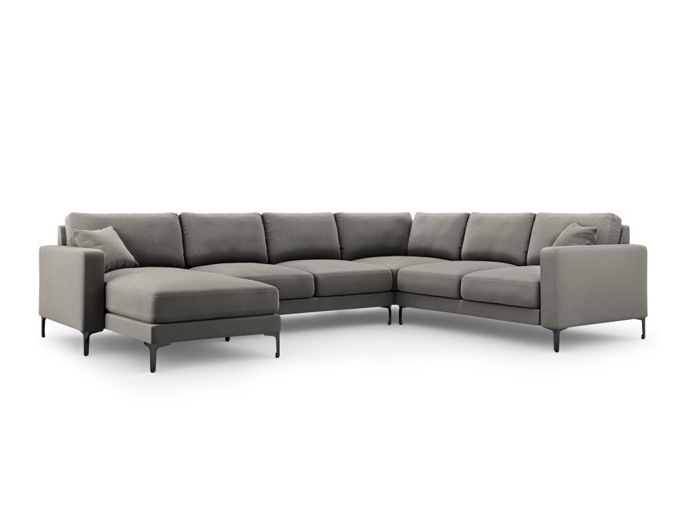 Panoraam parempoolne nurgadiivan velvet sofa Venus, 6 istekohta, helehall hind ja info | Nurgadiivanid ja nurgadiivanvoodid | kaup24.ee