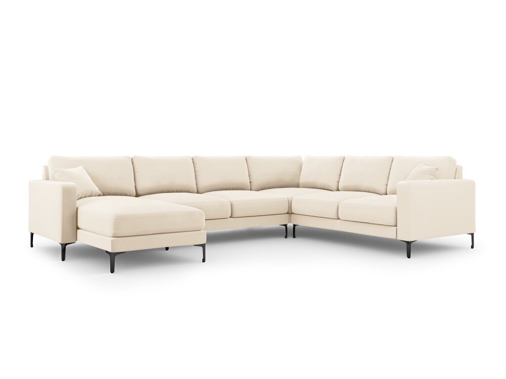 Panoraam parempoolne nurgadiivan velvet sofa Venus, 6 istekohta, helebeež v. hind ja info | Nurgadiivanid ja nurgadiivanvoodid | kaup24.ee