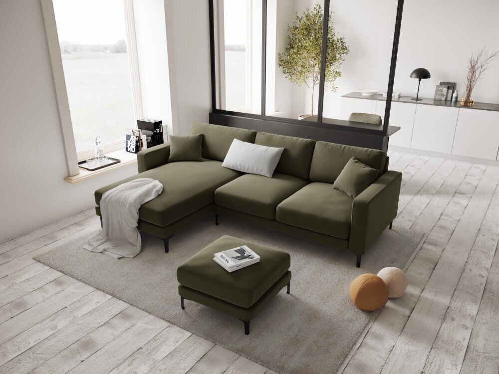 Vasakpoolne nurgadiivan velvet sofa Venus, 4 istekohta, roheline hind ja info | Nurgadiivanid ja nurgadiivanvoodid | kaup24.ee