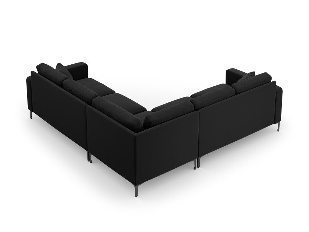 Sümmeetriline nurgadiivan velvet sofa Venus, 5 istekohta, must цена и информация | Nurgadiivanid ja nurgadiivanvoodid | kaup24.ee