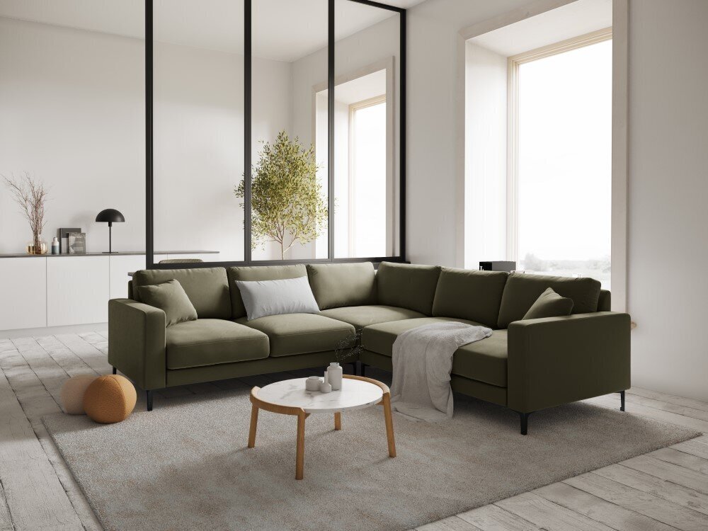 Sümmeetriline nurgadiivan velvet sofa Venus, 5 istekohta, roheline hind ja info | Nurgadiivanid ja nurgadiivanvoodid | kaup24.ee