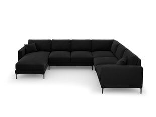 Panoraam parempoolne nurgadiivan velvet sofa Venus, 6 istekohta, must цена и информация | Угловые диваны | kaup24.ee