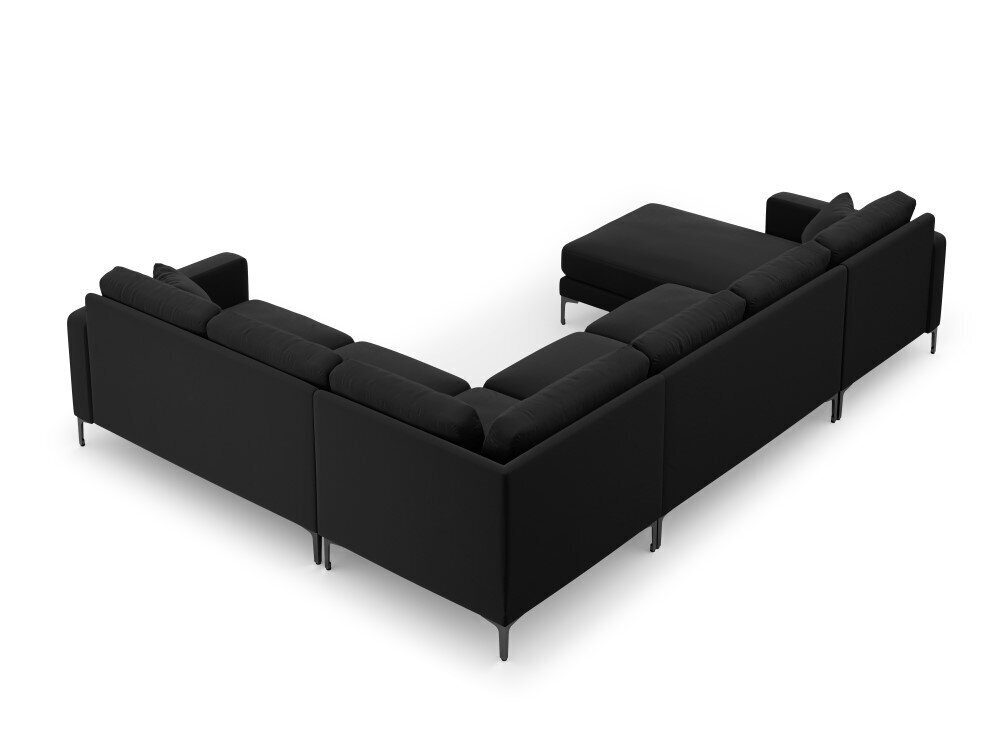 Panoraam parempoolne nurgadiivan velvet sofa Venus, 6 istekohta, must hind ja info | Nurgadiivanid ja nurgadiivanvoodid | kaup24.ee