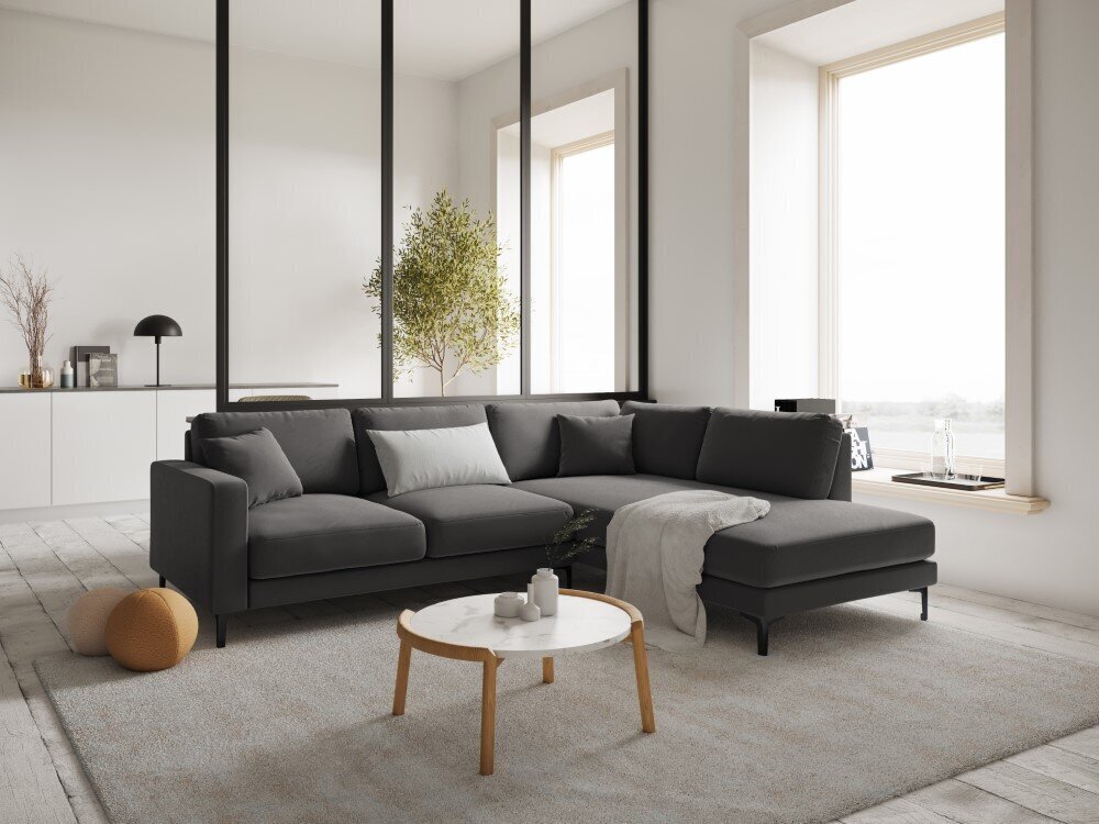 Parempoolne nurgadiivan velvet sofa Venus, 5 istekohta, hall hind ja info | Nurgadiivanid ja nurgadiivanvoodid | kaup24.ee