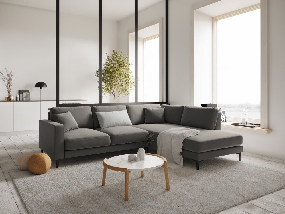 Parempoolne nurgadiivan velvet sofa Venus, 5 istekohta, helehall hind ja info | Nurgadiivanid ja nurgadiivanvoodid | kaup24.ee