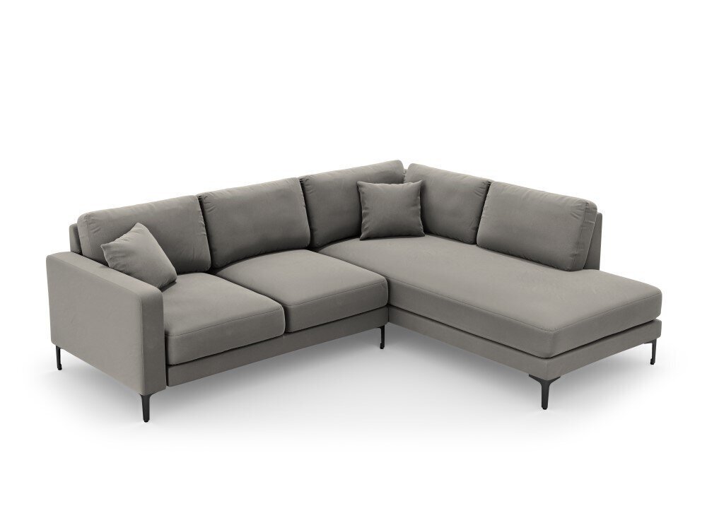 Parempoolne nurgadiivan velvet sofa Venus, 5 istekohta, helehall hind ja info | Nurgadiivanid ja nurgadiivanvoodid | kaup24.ee
