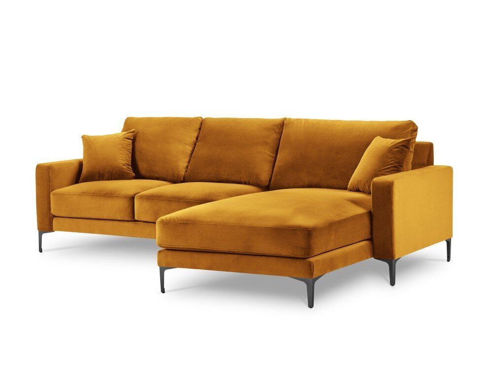 Parempoolne nurgadiivan velvet sofa Venus, 4 istekohta, kollane (sinep) hind ja info | Nurgadiivanid ja nurgadiivanvoodid | kaup24.ee