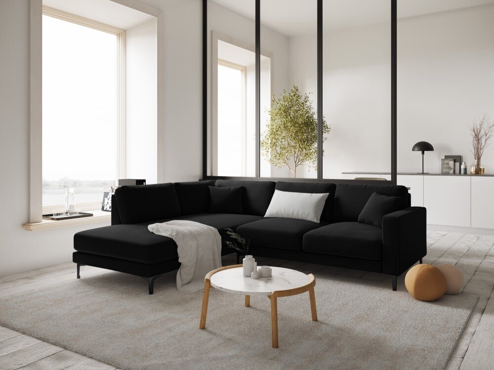 Vasakpoolne nurgadiivan velvet sofa Venus, 5 istekohta, must hind ja info | Nurgadiivanid ja nurgadiivanvoodid | kaup24.ee