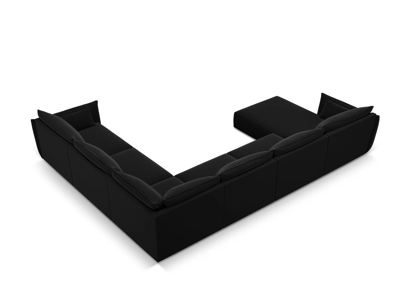 Panoraam parempoolne nurgadiivan velvet sofa Vanda, 8 istekohta, must hind ja info | Nurgadiivanid ja nurgadiivanvoodid | kaup24.ee