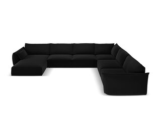 Panoraam parempoolne nurgadiivan velvet sofa Vanda, 8 istekohta, must hind ja info | Nurgadiivanid ja nurgadiivanvoodid | kaup24.ee