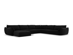 Panoraam parempoolne nurgadiivan velvet sofa Vanda, 8 istekohta, must hind ja info | Nurgadiivanid ja nurgadiivanvoodid | kaup24.ee