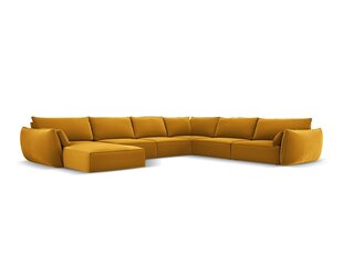 Panoraam parempoolne nurgadiivan velvet sofa Vanda, 8 istekohta, kollane (sinep) цена и информация | Угловые диваны | kaup24.ee