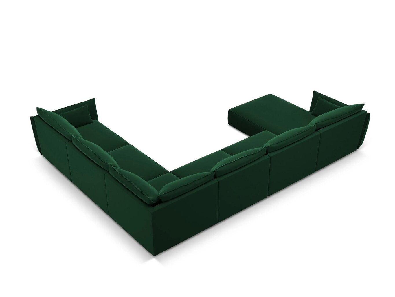 Panoraam parempoolne nurgadiivan velvet sofa Vanda, 8 istekohta, pudeliroheline v. hind ja info | Nurgadiivanid ja nurgadiivanvoodid | kaup24.ee