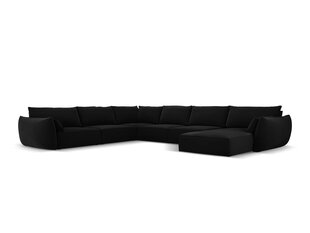 Panoraam vasakpoolne nurgadiivan velvet sofa Vanda, 8 istekohta, must цена и информация | Угловые диваны | kaup24.ee