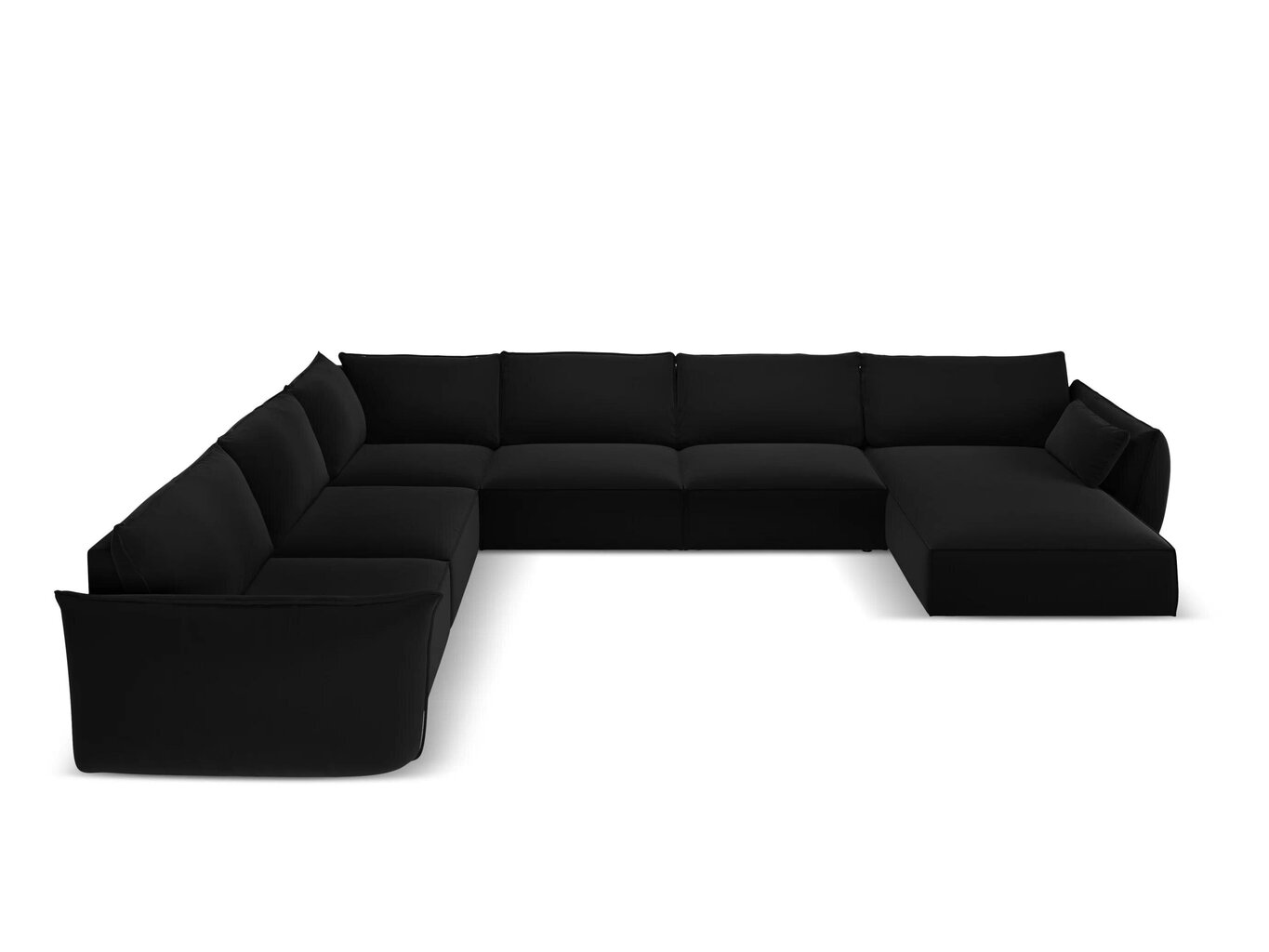Panoraam vasakpoolne nurgadiivan velvet sofa Vanda, 8 istekohta, must hind ja info | Nurgadiivanid ja nurgadiivanvoodid | kaup24.ee