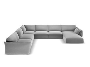 Панорамный левый угловой velvet диван Vanda, 8 мест, серый цвет цена и информация | Угловые диваны | kaup24.ee