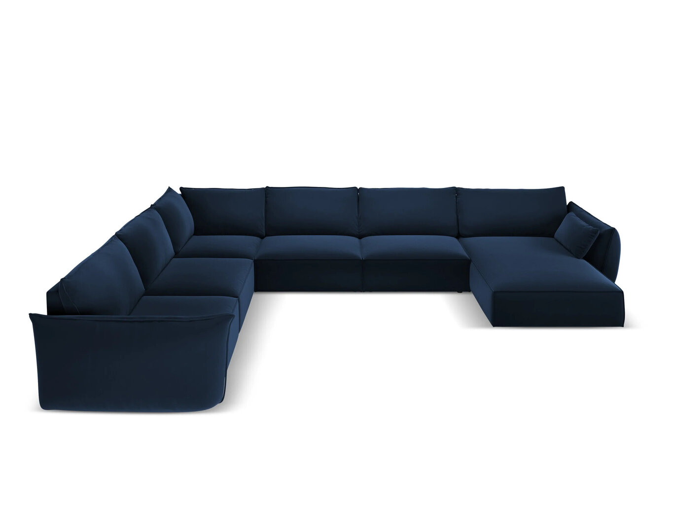 Panoraam vasakpoolne nurgadiivan velvet sofa Vanda, 8 istekohta, tumesinine цена и информация | Nurgadiivanid ja nurgadiivanvoodid | kaup24.ee