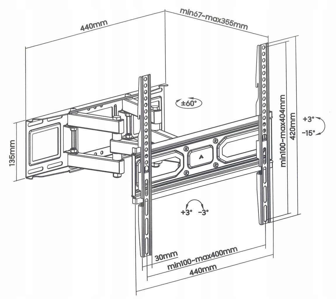 TV seinakinnitus Art AR-89 32–70 tolli hind ja info | Teleri seinakinnitused ja hoidjad | kaup24.ee