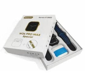Nutikell W26 Pro Max, 2 ühes, BT kõrvaklapid + vahetusrihm must hind ja info | Nutikellad (smartwatch) | kaup24.ee