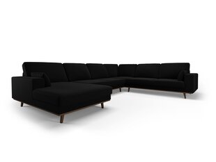 Панорамный правый угловой velvet диван Hebe, 6 мест, черный цвет цена и информация | Угловые диваны | kaup24.ee